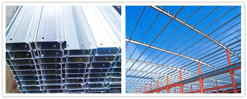 Anticorrosive galvanized steel C purlins for roof support